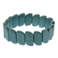 turquoise synthétique bracelet, feuille, bleu, 10x19x6mm, Longueur Environ 7.5 pouce, 10Strandstoron/sac, Vendu par sac