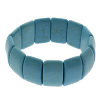合成トルコ石 ブレスレット, 長方形, ブルー, 15x25x7.50mm, 長さ 約 7.5 インチ, 10ストランド/バッグ, 売り手 バッグ