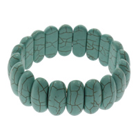 Turquoise Bracelet, Flat Oval, blue, 10x24x8mm, Length:Approx 7.5 Inch, 10Strands/Bag, Sold By Bag