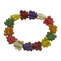 turquoise synthétique bracelet, abeille, multicolore, 14x15x5mm, Longueur Environ 7.5 pouce, 10Strandstoron/sac, Vendu par sac