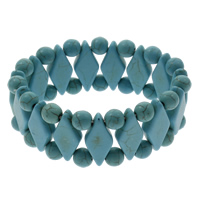 turquoise synthétique bracelet, losange, bleu, 11x25x6mm, Longueur:Environ 7.5 pouce, 10Strandstoron/sac, Vendu par sac