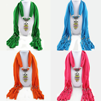Polyester Long Pendant Scarf with Zinc Alloy Owl plated for woman & enamel & with rhinestone nickel lead & cadmium free Sold By Strand