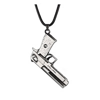 Men Necklace Zinc Alloy with Waxed Cotton Cord & Glass with 2lnch extender chain Gun plated for man nickel lead & cadmium free Length Approx 17 Inch Sold By Lot
