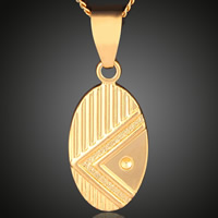 Brass Jewelry Pendants, Flat Oval, 18K gold plated, lead & cadmium free, 12x32mm, Hole:Approx 3-5mm, 6PCs/Bag, Sold By Bag