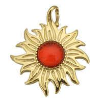 Stainless Steel Flower Pendant with Glass gold color plated Approx Sold By PC