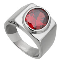 Unisex Finger Ring, Stainless Steel, with cubic zirconia & faceted, 13mm, US Ring Size:8, Sold By PC