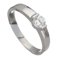 Kubni cirkonij nehrđajućeg Čelik Ring Finger, Nehrđajući čelik, za žene & s kubni cirkonij & faceted, izvorna boja, 5mm, Veličina:8, Prodano By PC