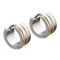 Stainless Steel Huggie Hoop Earring plated two tone Sold By Lot