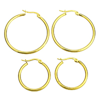 Stainless Steel Hoop Earring, gold color plated, different size for choice, 12Pairs/Lot, Sold By Lot