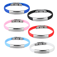 Unisex Bracelet, silicone, avec acier inoxydable, détachable & unisexe, plus de couleurs à choisir, 8mm, Vendu par Environ 8 pouce brin