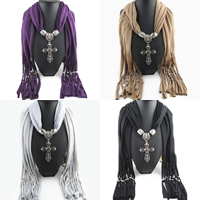 Polyester Lange hängende Schal, mit Zinklegierung, plattiert, für Frau, keine, frei von Nickel, Blei & Kadmium, 1800x400mm, verkauft von Strang