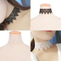 Fashion Choker Necklace, Lace, iron lobster clasp, with 3.9inch extender chain, silver color plated, for woman, more colors for choice, nickel, lead & cadmium free, 45mm, Sold Per Approx 11.4 Inch Strand