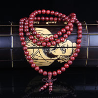 108 perles de Mala, Pau Rosa, avec corde en nylon, synthétique, bijoux bouddhiste & pour femme & 4 brins, 8mm, 108PC/brin, Vendu par Environ 28 pouce brin