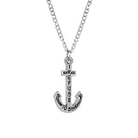 Tibetan Style Jewelry Necklace, Anchor, silver color plated, nautical pattern & twist oval chain & with letter pattern & for woman & enamel, nickel, lead & cadmium free, 18x31mm, Sold Per Approx 19.6 Inch Strand