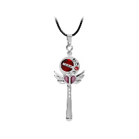 Zinc Alloy Jewelry Necklace with PU Leather with 1.9lnch extender chain Magic Wand silver color plated for woman & enamel & with rhinestone nickel lead & cadmium free Sold Per Approx 19.6 Inch Strand