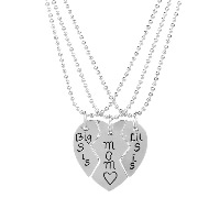 Zinc Alloy Puslespil halskæde, med 1.9lnch extender kæde, Heart, sølvfarvet forgyldt, Mother Day Smykker & kuglekæde & med bogstavet mønster & for kvinde & emalje, nikkel, bly & cadmium fri, 25x25mm, Længde Ca. 19.6 inch, 3Strands/sæt, Solgt af sæt