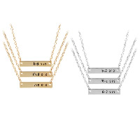 Tibetan Style Jewelry Necklace, with 1.9lnch extender chain, Rectangle, plated, oval chain & with letter pattern & for woman & enamel, more colors for choice, nickel, lead & cadmium free, 31x8mm, Length:Approx 19.6 Inch, 3Strands/Set, Sold By Set