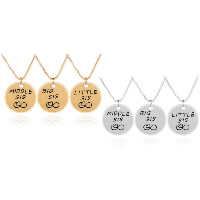 Zinc Alloy Jewelry Necklace with 1.9lnch extender chain Flat Round plated box chain & with letter pattern & for woman & enamel nickel lead & cadmium free Length Approx 19.6 Inch Sold By Set