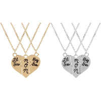 Tibetan Style Puzzle Necklace, with 1.9lnch extender chain, Heart, plated, Mother Day Jewelry & box chain & with letter pattern & for woman & enamel, more colors for choice, nickel, lead & cadmium free, 32x31mm, Length:Approx 19.6 Inch, 3Strands/Set, Sold By Set