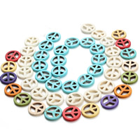 Synthetische Türkis Perle, Frieden Logo, keine, 25mm, Bohrung:ca. 1.5mm, ca. 15PCs/Strang, verkauft per ca. 15.5 ZollInch Strang