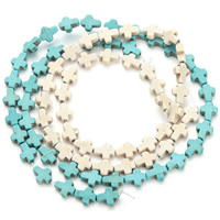 Turquoise Beads, Cross, more colors for choice, 8x10x3mm, Hole:Approx 1.5mm, Approx 38PCs/Strand, Sold Per Approx 15.5 Inch Strand