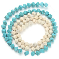 turchese sintetico perla, Cubo, nessuno, 6x6mm, Foro:Appross. 1.5mm, Appross. 64PC/filo, Venduto per Appross. 15.5 pollice filo