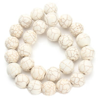 Synthetische Türkis Perle, rund, verschiedene Größen vorhanden, weiß, Bohrung:ca. 1.5mm, verkauft per ca. 15.5 ZollInch Strang