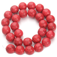 Synthetische Türkis Perle, rund, verschiedene Größen vorhanden, rot, Bohrung:ca. 1.5mm, verkauft per ca. 15.5 ZollInch Strang