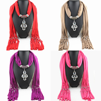 Polyester Long Pendant Scarf with Crystal & Zinc Alloy platinum color plated for woman & faceted & with rhinestone nickel lead & cadmium free Sold By Strand