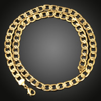 Collar de cadena de latón, metal, chapado en oro de 18 K, giro oval & para hombre, libre de plomo & cadmio, 9mm, Vendido para aproximado 23.5 Inch Sarta