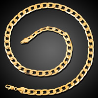 Brass Chain Necklace 18K gold plated curb chain & for man lead & cadmium free 9.5mm Sold Per Approx 23.5 Inch Strand
