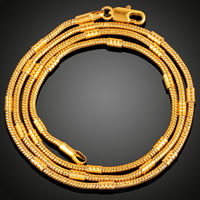 Mässing Chain Necklace, 18K guldpläterad, Unisex & ormkedja, leda & kadmiumfri, 2mm, Såld Per Ca 19.5 inch Strand