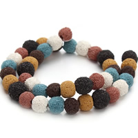 Natürliche Lava Perlen, rund, gemischte Farben, 10mm, Bohrung:ca. 2mm, ca. 38PCs/Strang, verkauft per ca. 15.5 ZollInch Strang