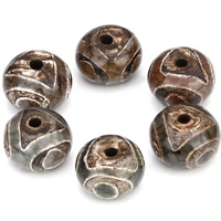 Natural Tibetan Agate Dzi Beads, Drum, 14x9mm, Hole:Approx 2mm, Approx 10PCs/Bag, Sold By Bag