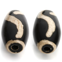 Ágata natural tibetano Dzi Beads, Ágata tibetana, Tambor, 21-28mm, Buraco:Aprox 3mm, 2PCs/Bag, vendido por Bag
