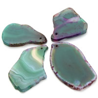 Lace Agate Pendants, Nuggets, green, 45-70mm, Hole:Approx 1.5mm, 2PCs/Bag, Sold By Bag
