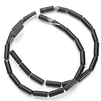Natürliche schwarze Achat Perlen, Schwarzer Achat, Zylinder, schwarz, 4.5x13mm, Bohrung:ca. 1mm, ca. 30PCs/Strang, verkauft per ca. 15.5 ZollInch Strang