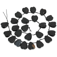 Natürliche Streifen Achat Perlen, Herz, schwarz, 14x16.5mm, Bohrung:ca. 1mm, ca. 24PCs/Strang, verkauft per ca. 15.5 ZollInch Strang