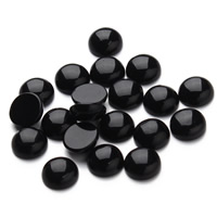 Black Agate Cabochon Flat Round flat back 12mm Sold By Bag