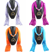 Polyester Long Pendant Scarf, with Crystal & Tibetan Style, Peacock, plated, for woman & faceted & with rhinestone, more colors for choice, nickel, lead & cadmium free, 1800x400mm, Sold By Strand