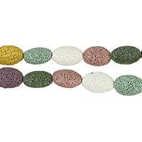 Lava Perle, oval, farbenfroh, 21x15x11mm, Bohrung:ca. 1mm, Länge:ca. 15 ZollInch, 10SträngeStrang/Menge, ca. 18PCs/Strang, verkauft von Menge