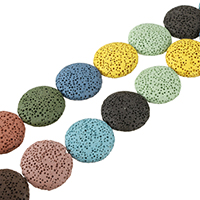 Lava Beads Flat Round multi-colored Approx 1mm Length Approx 15 Inch Approx Sold By Lot