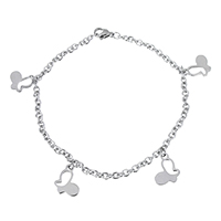 Stainless Steel Jewelry Bracelet, Butterfly, charm bracelet & oval chain & for woman, original color, 10x14x1mm, 4x3x1mm, Sold Per Approx 9 Inch Strand