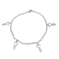 Stainless Steel Jewelry Bracelet Key charm bracelet & oval chain & for woman original color  Sold Per Approx 9 Inch Strand