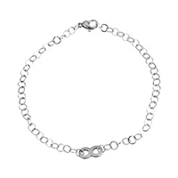 Stainless Steel Jewelry Bracelet Number 8 round link chain & for woman original color Sold Per Approx 8.5 Inch Strand