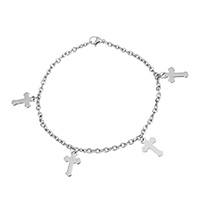 Stainless Steel Jewelry Bracelet Cross charm bracelet & oval chain & for woman original color  Sold Per Approx 9 Inch Strand