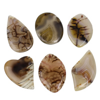Mixed Agate Pendant, coffee color, 34x54x6mm-41x54x5mm, Hole:Approx 1mm, 5PCs/Bag, Sold By Bag