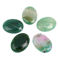 Lace Agate Cabochon Flat Oval flat back green - Sold By Bag