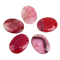 Blandet Agate Cabochon, Flad Oval, flad bagside, lyse rosenrødt, 30x40x6mm-30x40x7mm, 5pc'er/Bag, Solgt af Bag