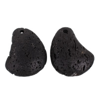 Rochas vulcânicas pingente, naturais, preto, 40x54x10mm-43x55x10mm, Buraco:Aprox 2-3mm, 5PCs/Bag, vendido por Bag